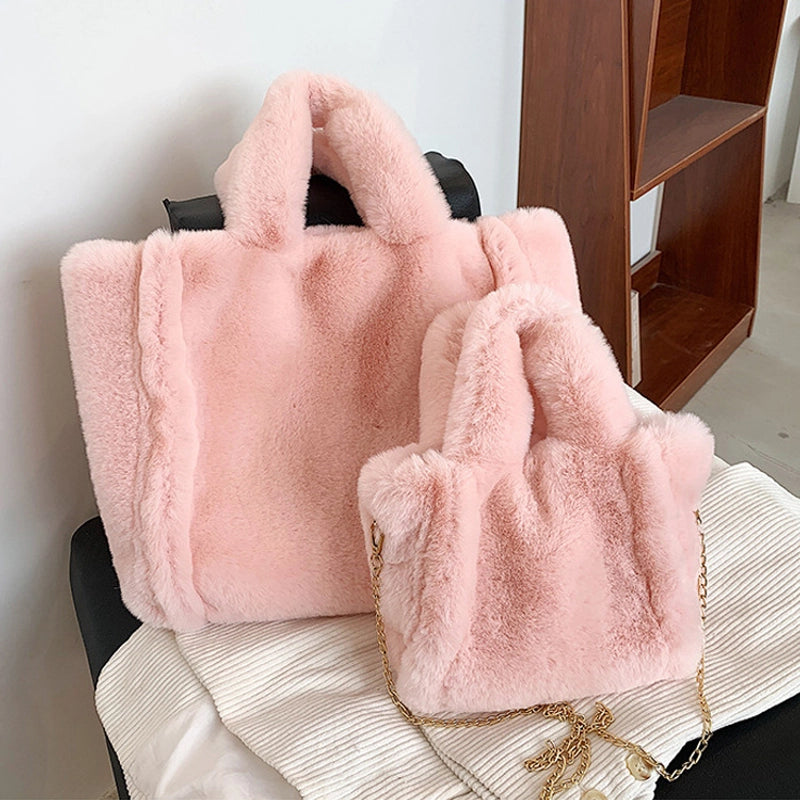 Winter New Mao Mao Bag Women's Bag Large Capacity Women's Shoulder Crossbody Bag Portable Tote Plush Bag