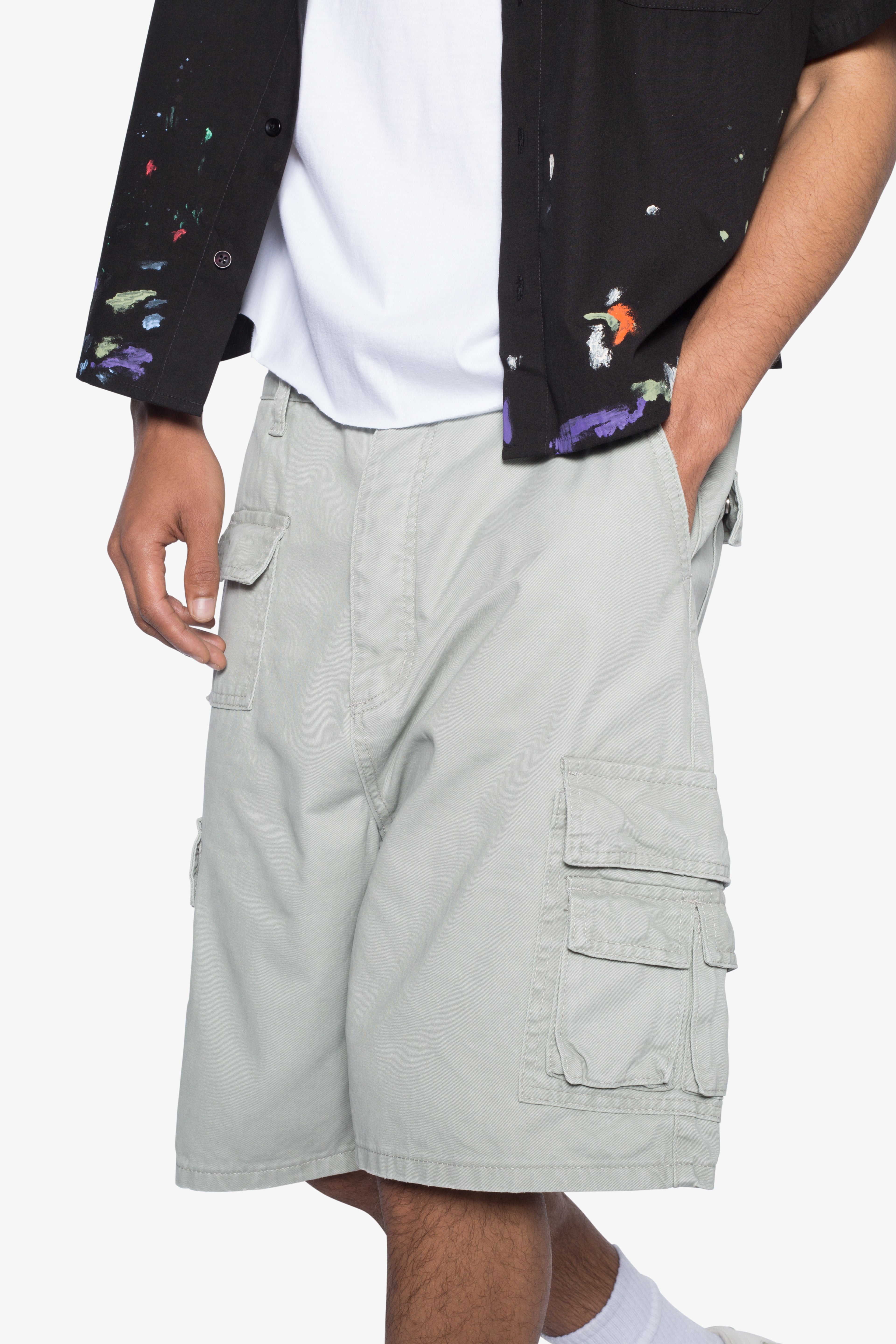 Multi Pocket Cargo Shorts - Grey