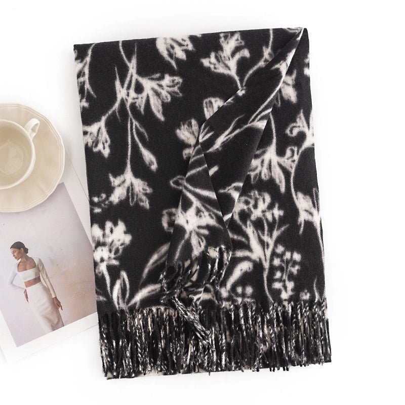Women's Minimalist Flower Polyester Printing Scarf