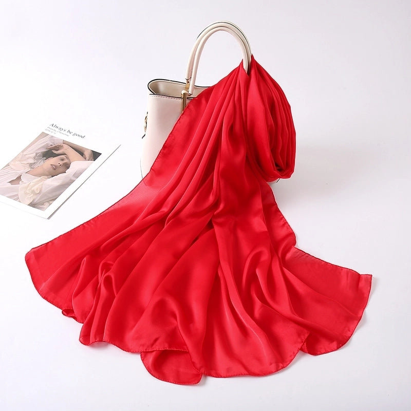 Women's Lady Fashion Minimalist Solid Color Satin Silk Scarves