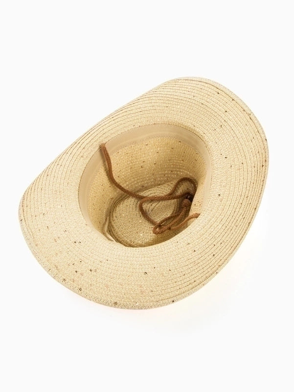 Women's Casual Solid Color Sequins Crimping Big Eaves Straw Hat