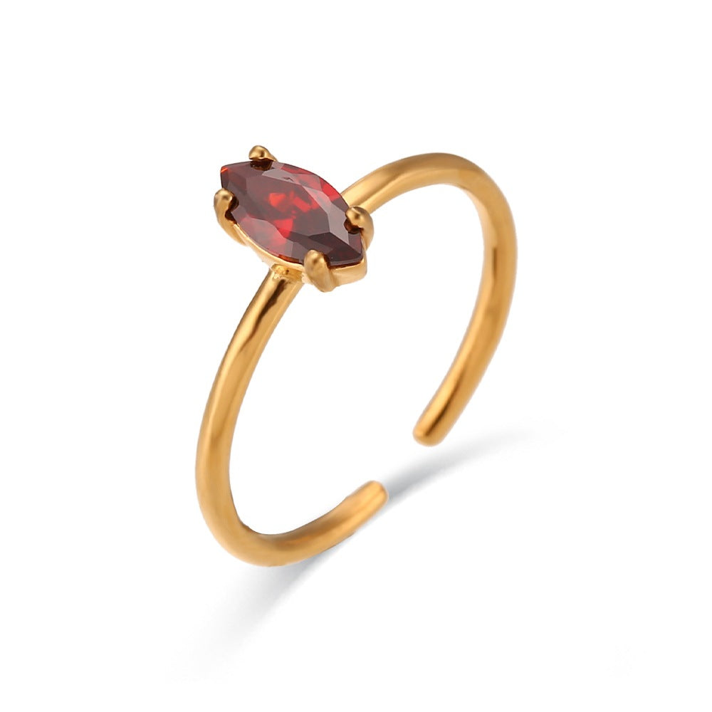 Minimalist Fashion Ellipse Geometric Stainless Steel 18K Gold Plated Rings