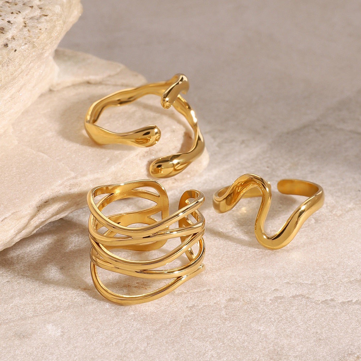 Open Ring Titanium Steel Female 18K Gold Plated Ring Design Niche Accessories Female