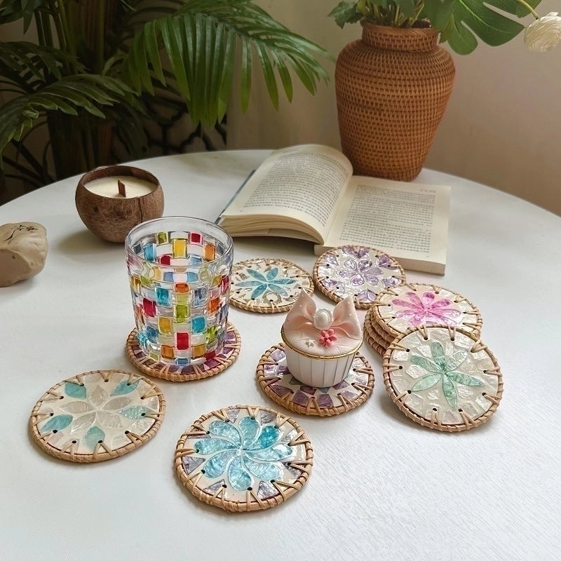 Casual Retro Flower Wood Placemat 1 Piece