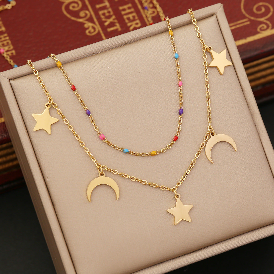 Expressive Moon Star Heart Stainless Steel Electroplating Necklaces