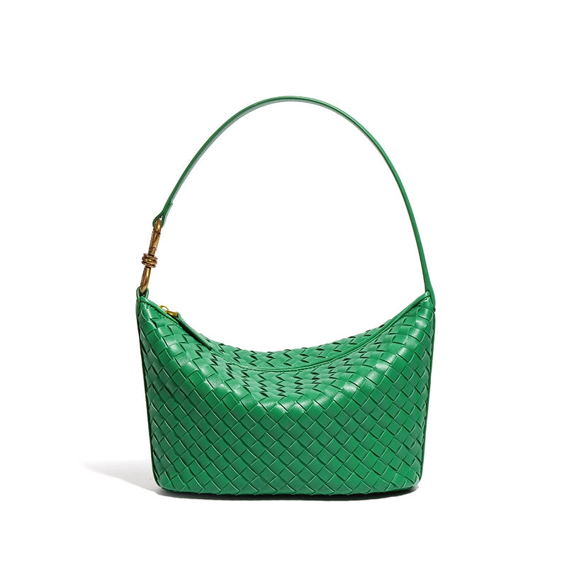 Women's Medium Pu Leather Solid Color Vintage Style Classic Style Dumpling Shape Zipper Straw Bag