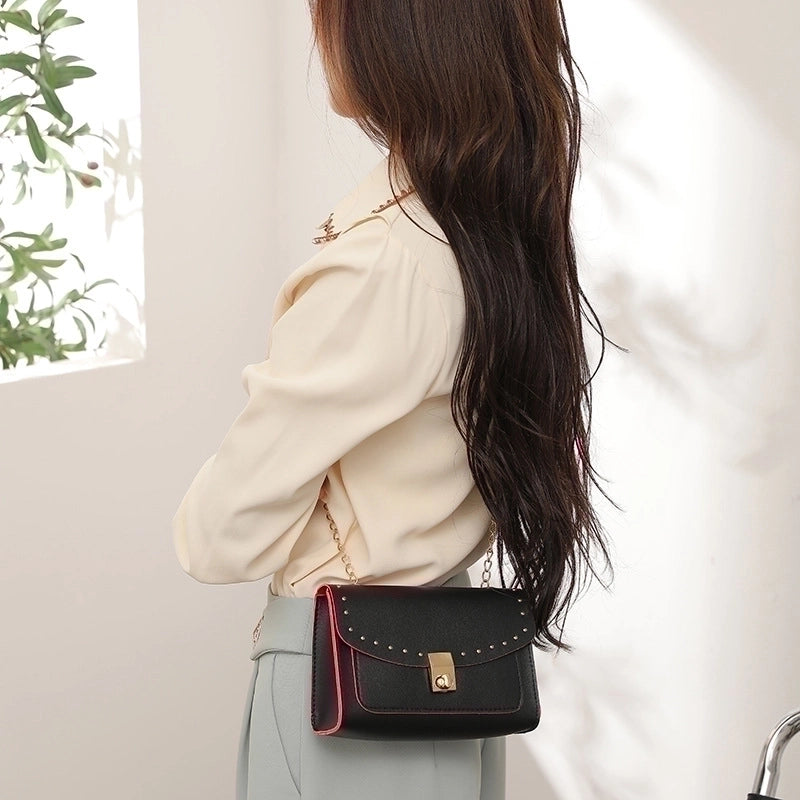 Women's Small Pu Leather Solid Color Fashion Square Flip Cover Crossbody Bag