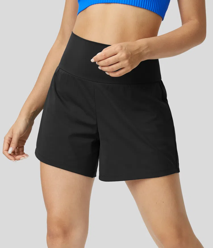 ⚡7 Packs for $24.98⚡Super High Waisted Back Pocket & Side Hidden Pocket 2-in-1 Yoga Shorts, 7/14 Color Sets