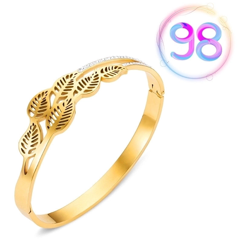2 Pieces Fashion Geometric Stainless Steel Plating Zircon Bangle