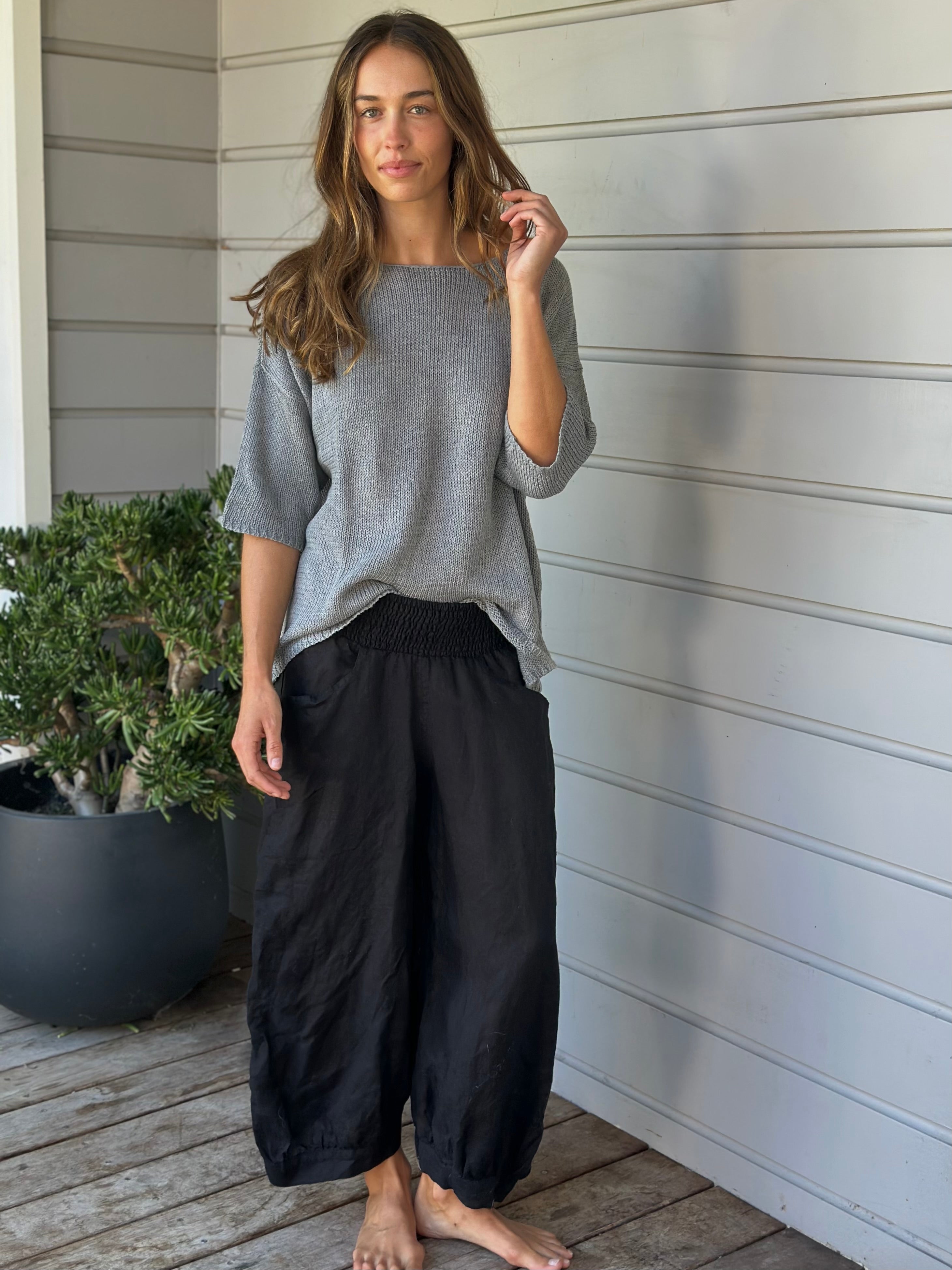 jackie pant - black linen