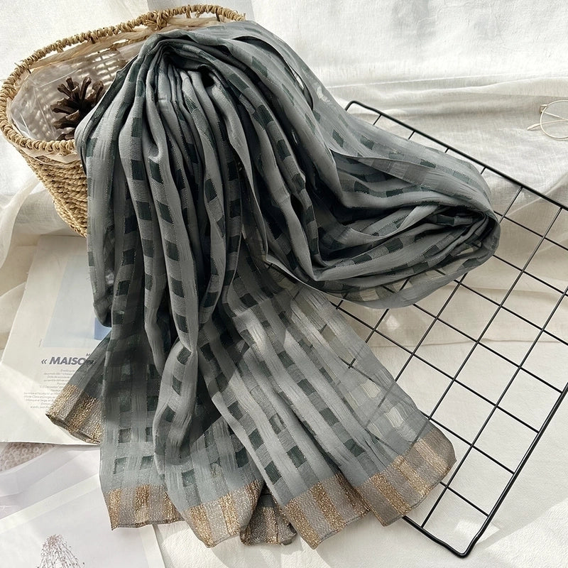 Women's Elegant Sweet Color Block Silk Silk Scarf