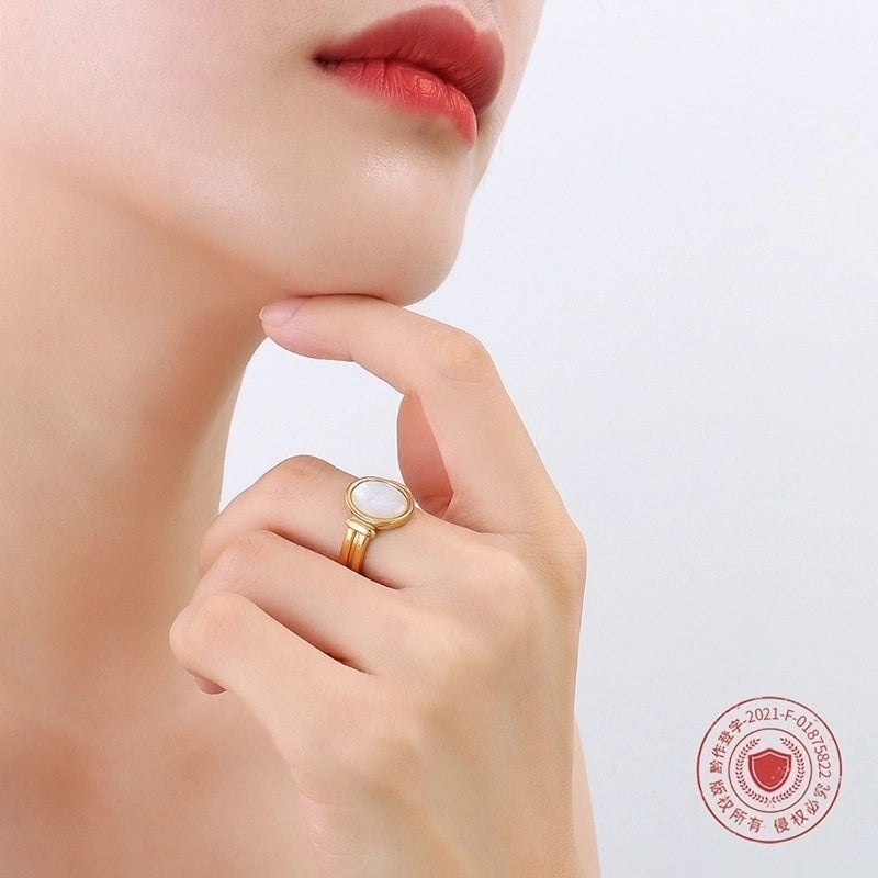 Lady Geometric 304 Stainless Steel No Inlaid 18K Gold Plated Plating