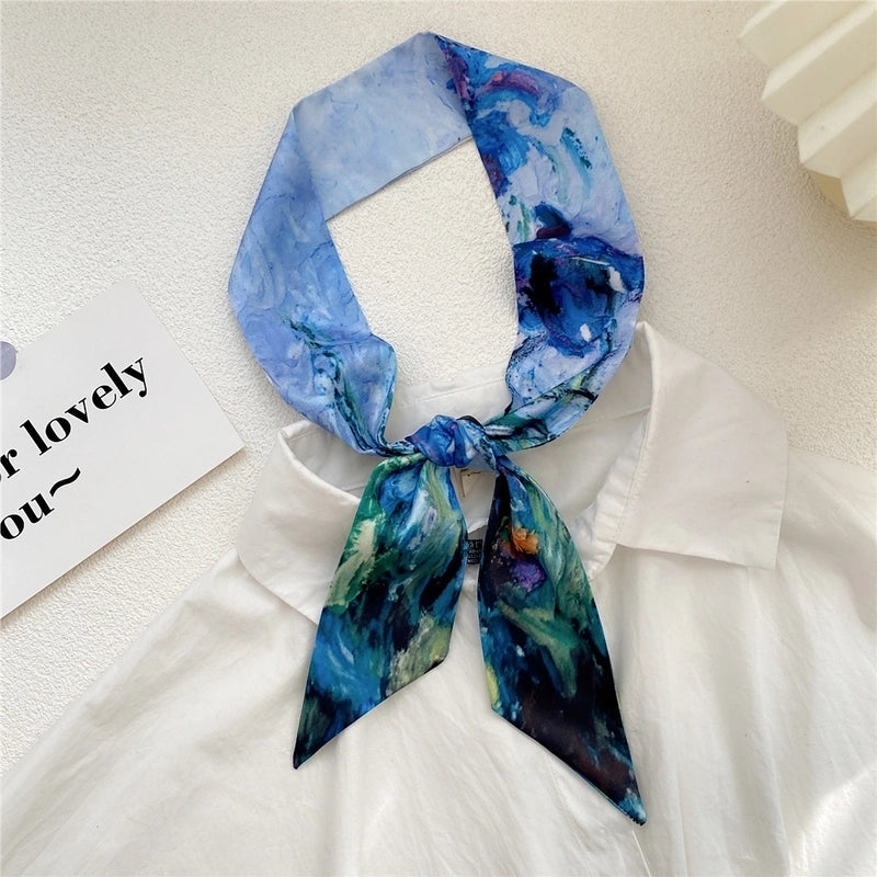 Women's Sweet Oil Painting Polyester Silk Scarves