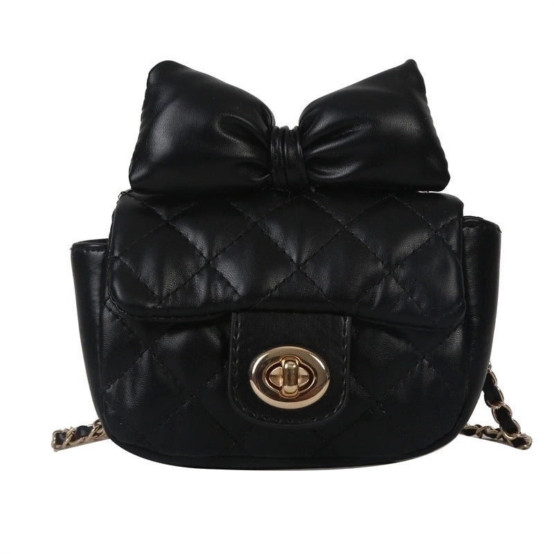 Women's Small All Seasons Pu Leather Solid Color Classic Style Square Lock Clasp Shoulder Bag