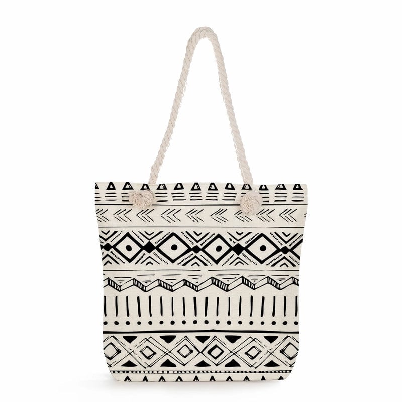 Geometric Printing Tote Bag Student Book Storage Shoulder Bag Large Capacity Handbag