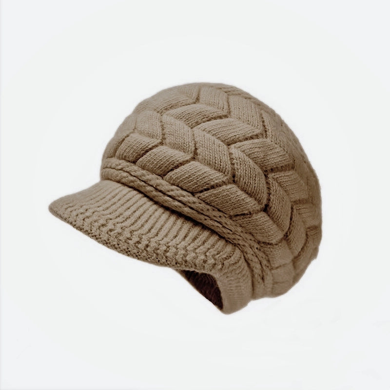 2 Pieces Women's Elegant Basic Minimalist Solid Color Curved Eaves Wool Cap Beret Hat