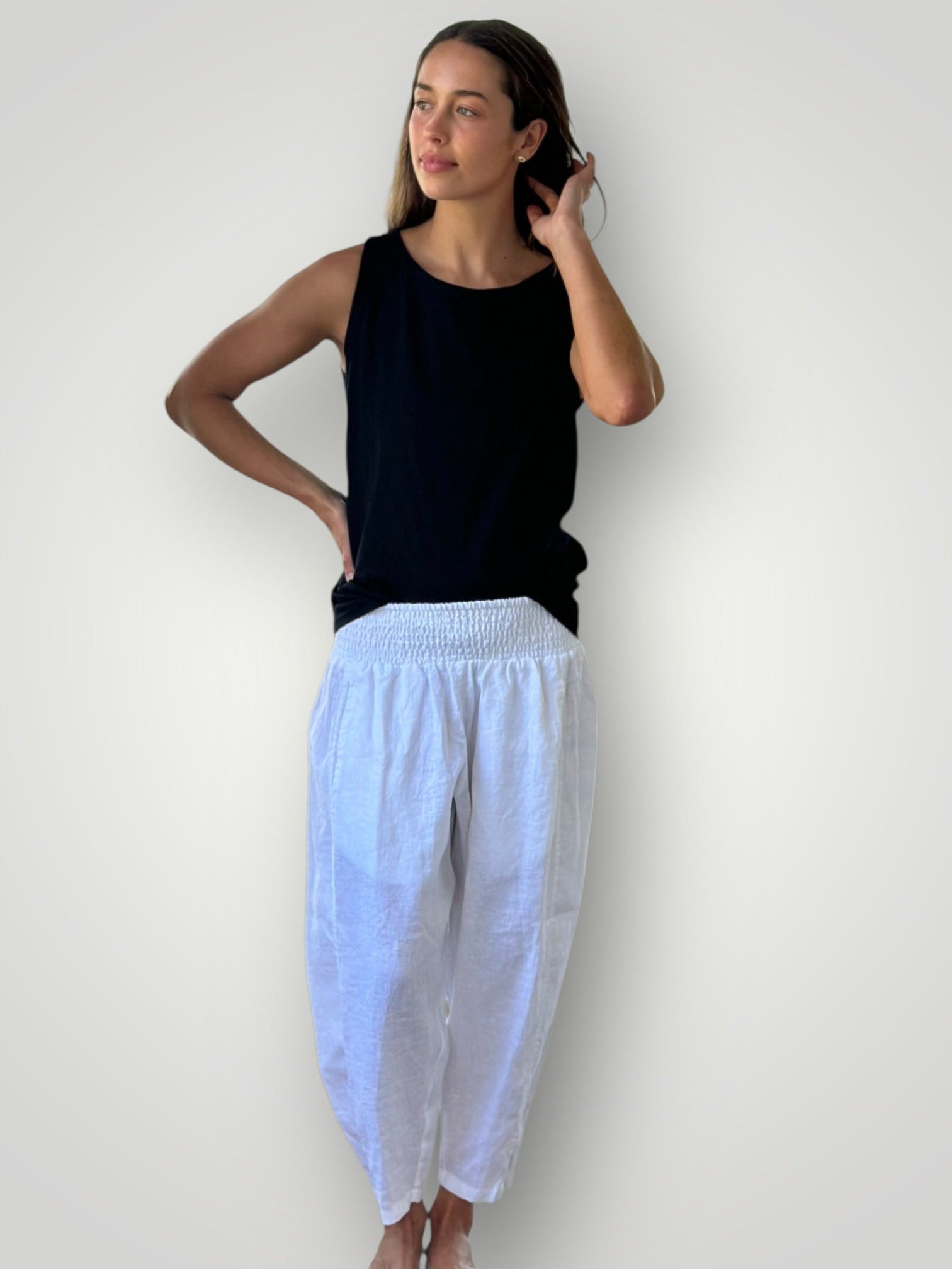 frankie pants-white linen