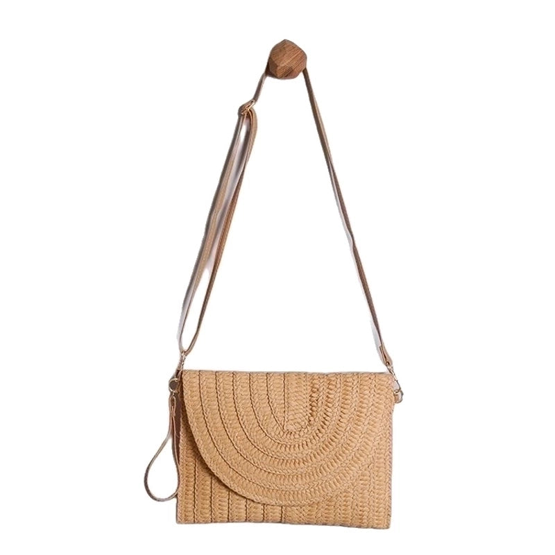 Women's Medium Straw Solid Color Vintage Style Classic Style Square Flip Cover Shoulder Bag