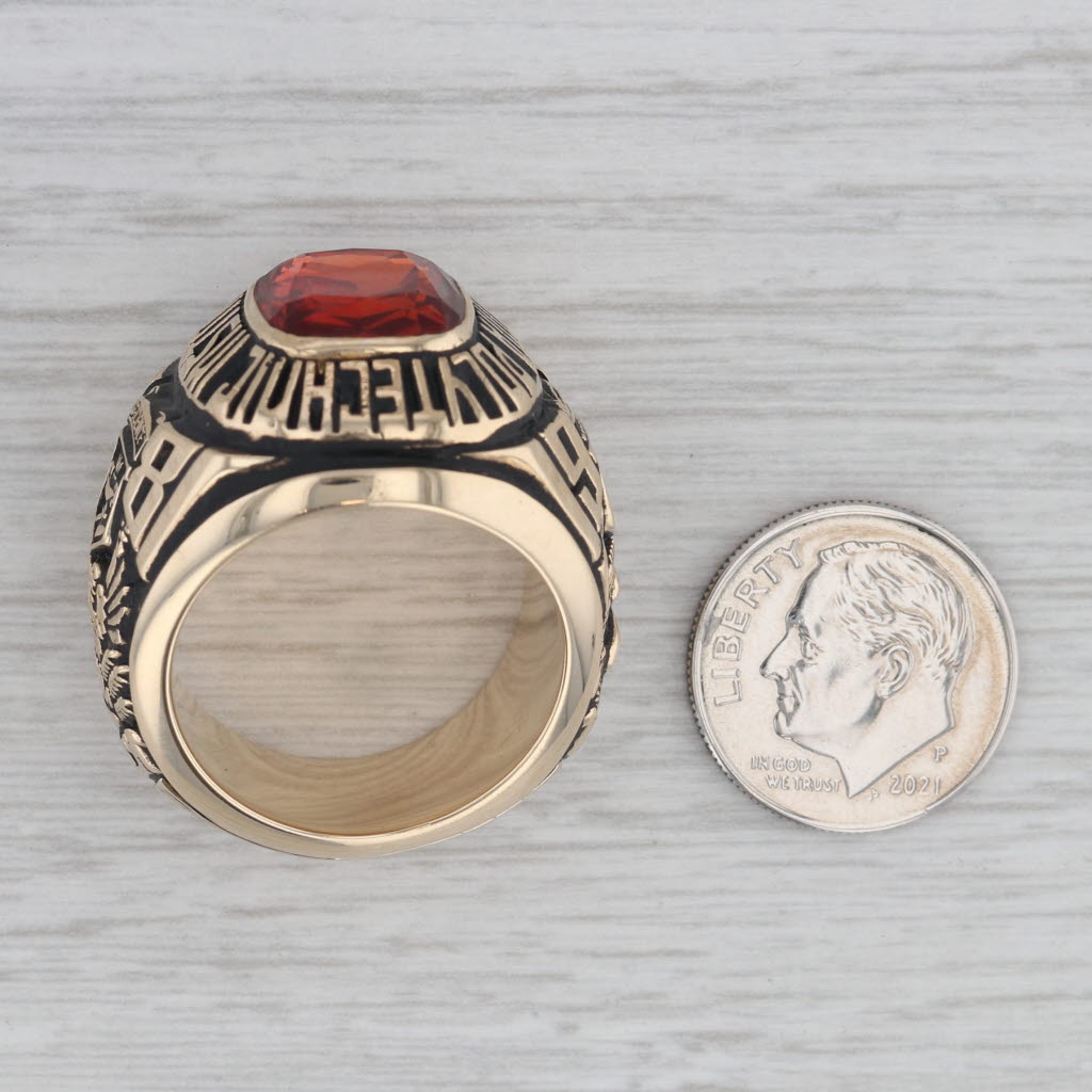 Virginia Polytechnic University Class Ring 10k Gold Lab Created Sapphire Diamond