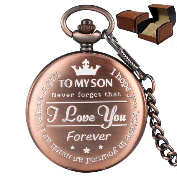 To My Son Quartz Pocket Chain Watch