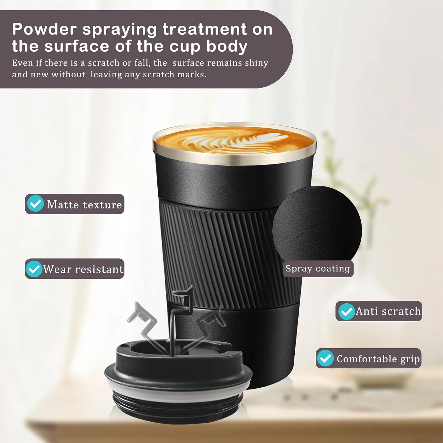 Senshuomy Travel Mug, Insulated Coffee Cup with Leakproof Lid, Reusable Coffee Cups Travel Cup, Stainless Steel thermaol Mug for Hot Cold Drinks (Green 380ml)