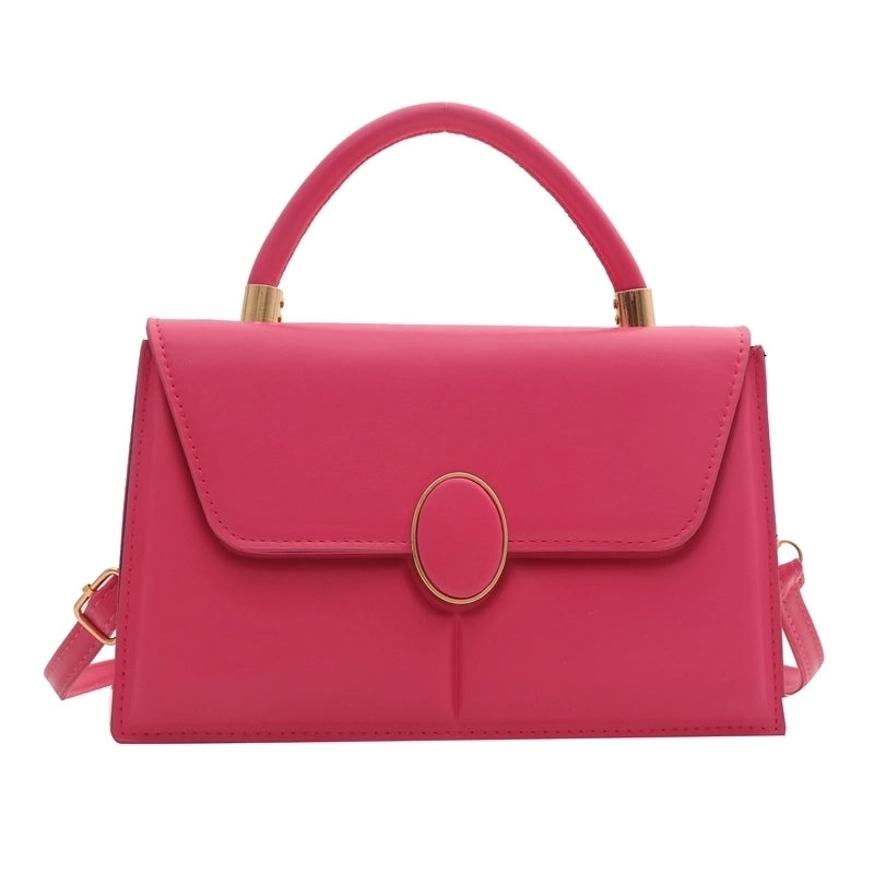 Women's Pu Leather Solid Color Classic Style Flip Cover Handbag