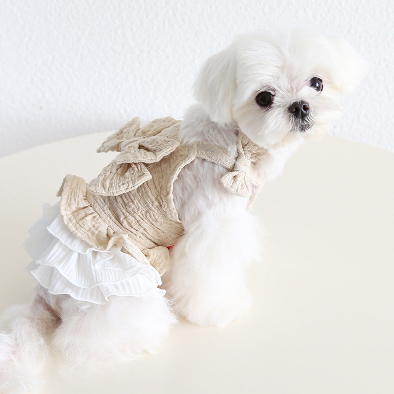Sweet Big Bow Dog Cat Chiffon Dress