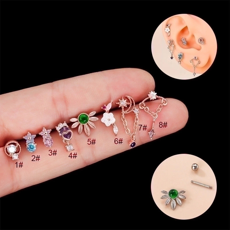 1 Piece Ear Cartilage Rings & Studs Fashion Flower 316L Stainless Steel  Copper Plating Inlay Zircon