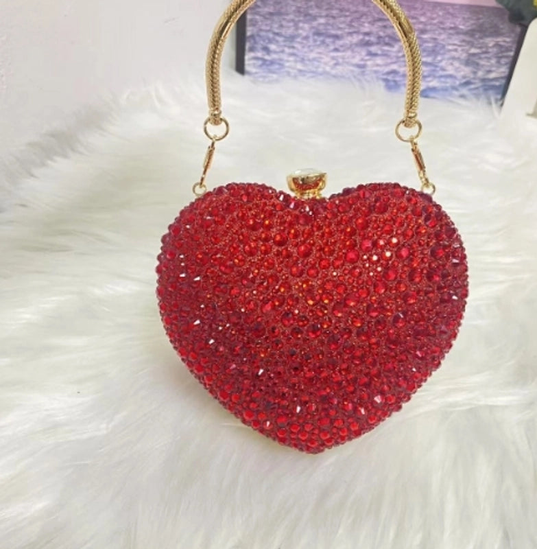 Red Black Rose Gold Pu Heart Shape Heart-shaped Evening Bags