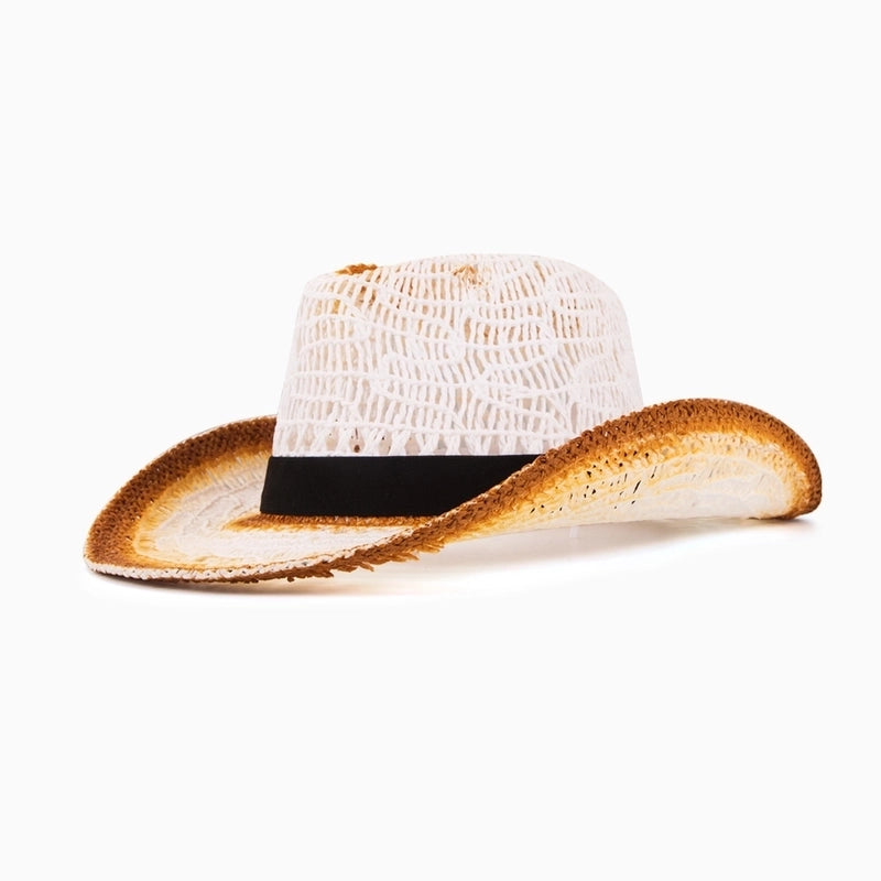 Women's Tropical Cool Style Color Block Big Eaves Fedora Hat