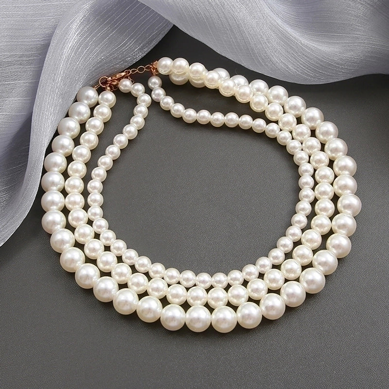 Fashion Round Artificial Pearl Women's Necklace 1 Piece