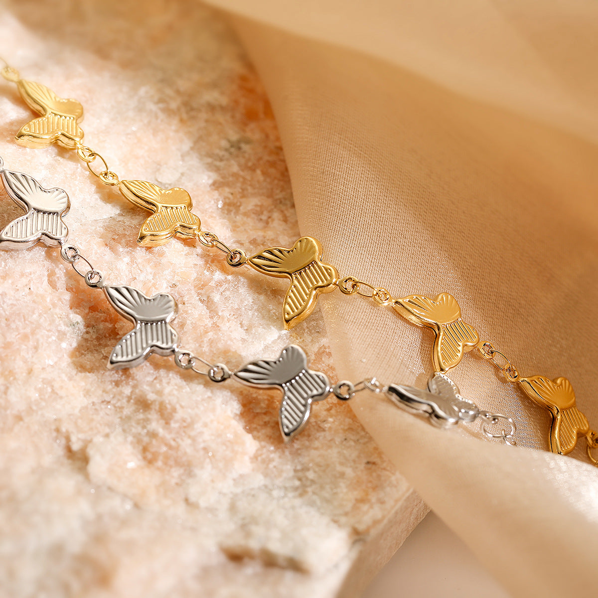 Butterfly Stainless Steel Electroplating Bangles