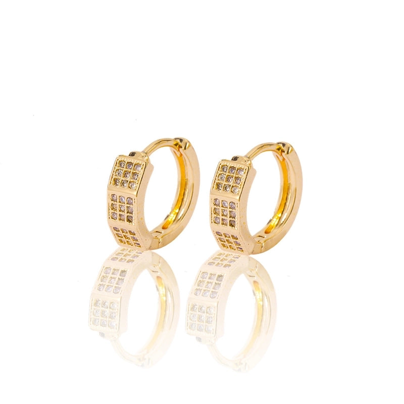 1 Piece IG Style Minimalist Geometric Inlay Copper Zircon Earrings