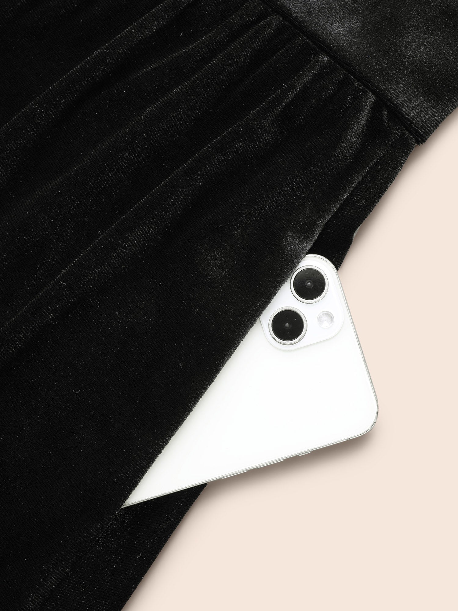 Velvet Overlap Collar Shirred Gathered Dress