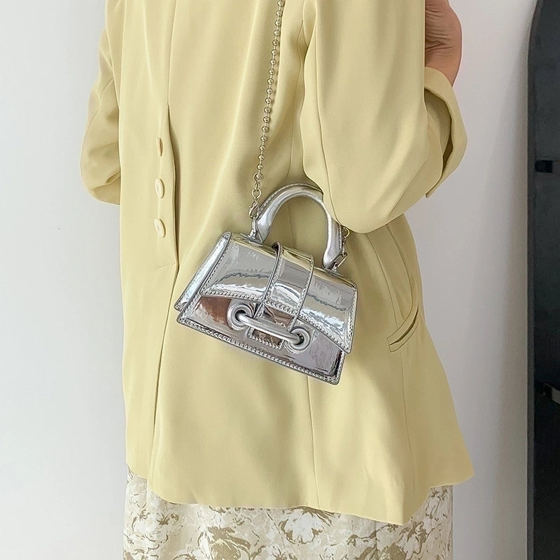 Women's Mini Pu Leather Solid Color Classic Style Magnetic Buckle Handbag
