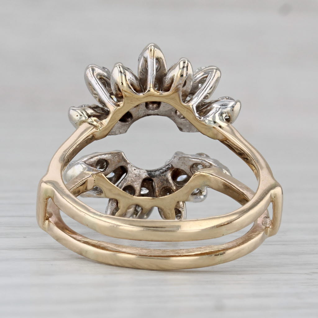 1.70ctw Diamond Cluster Ring Jacket Guard Enhancer 14k Gold Size 9.5 Bridal