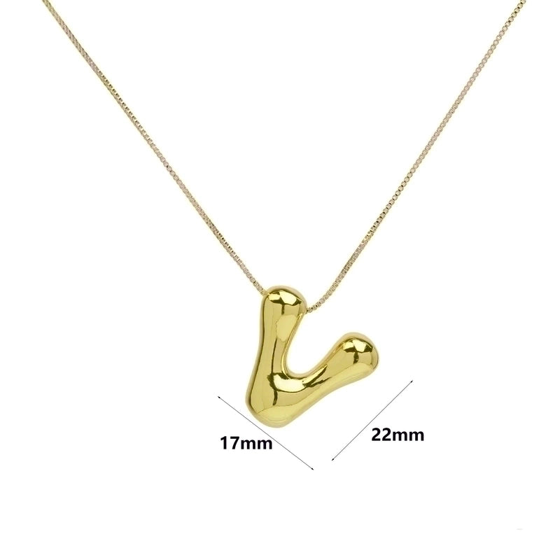 Copper 18K Gold Plated Minimalist Letter Plating Pendant Necklace