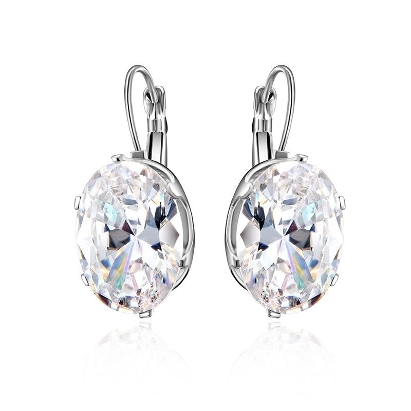 1 Pair Elegant Retro Oval Plating Inlay Copper Zircon Rhodium Plated Earrings