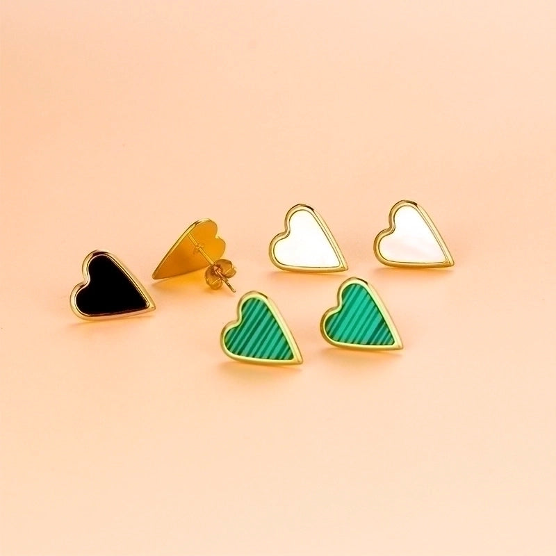 Fashion Heart Shape 304 Stainless Steel Shell 18K Gold Plated Gold Plated Stainless Steel Jewelry Sets