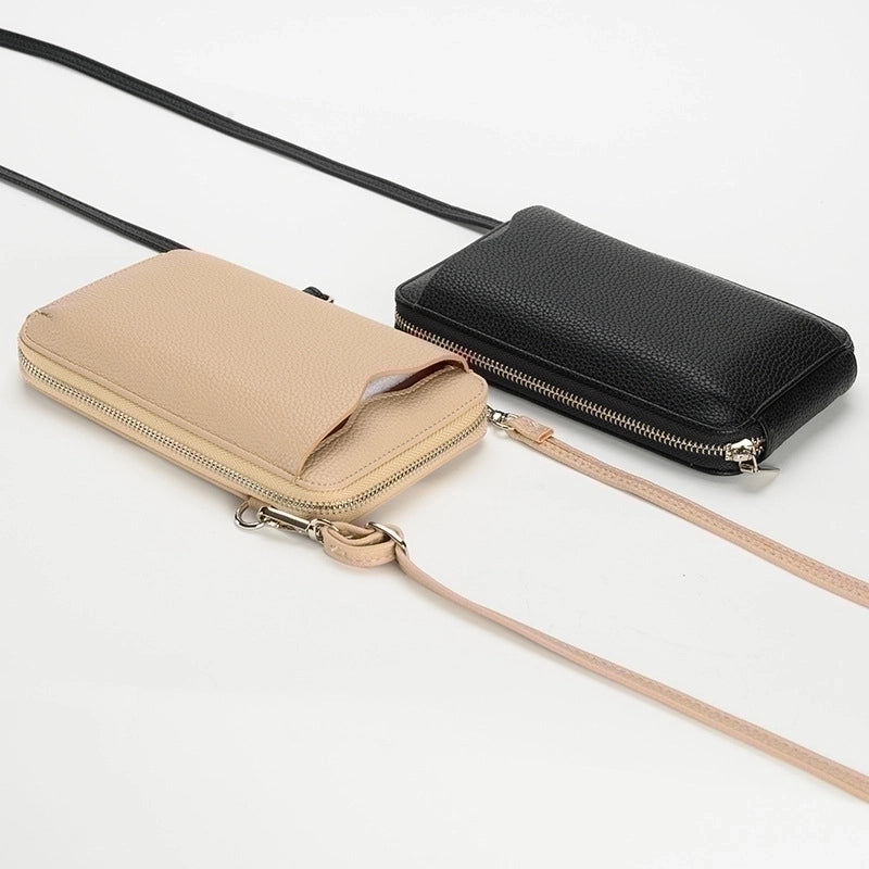 Women's Pu Leather Solid Color Basic Square Zipper Phone Wallets