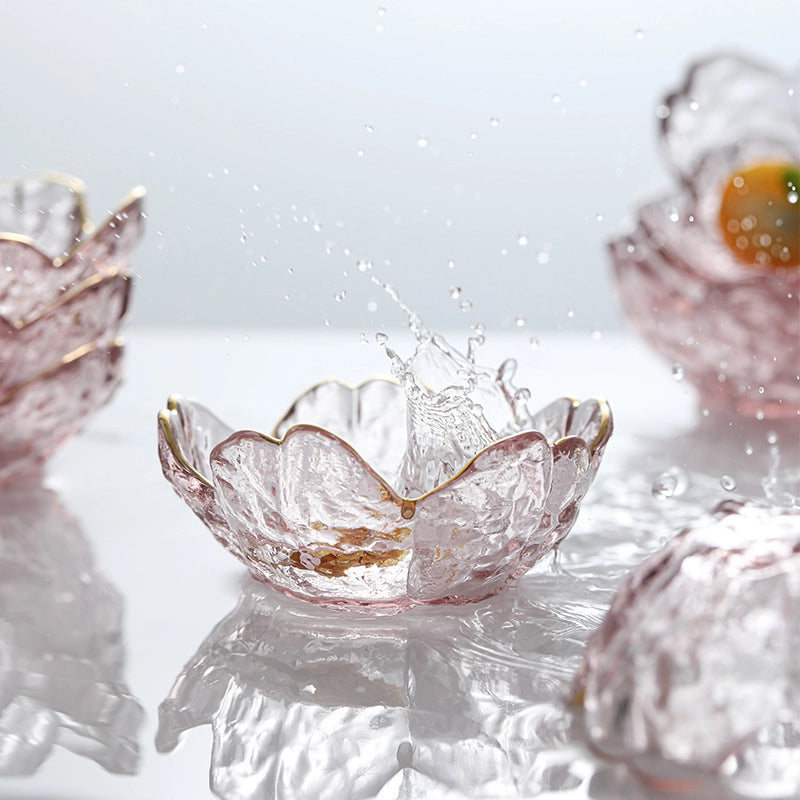 Cherry Blossom Dish Glass Flavor Dish Pink Petal Dish Seasoning Dish Small Dish Mini Bowl Dip Dish