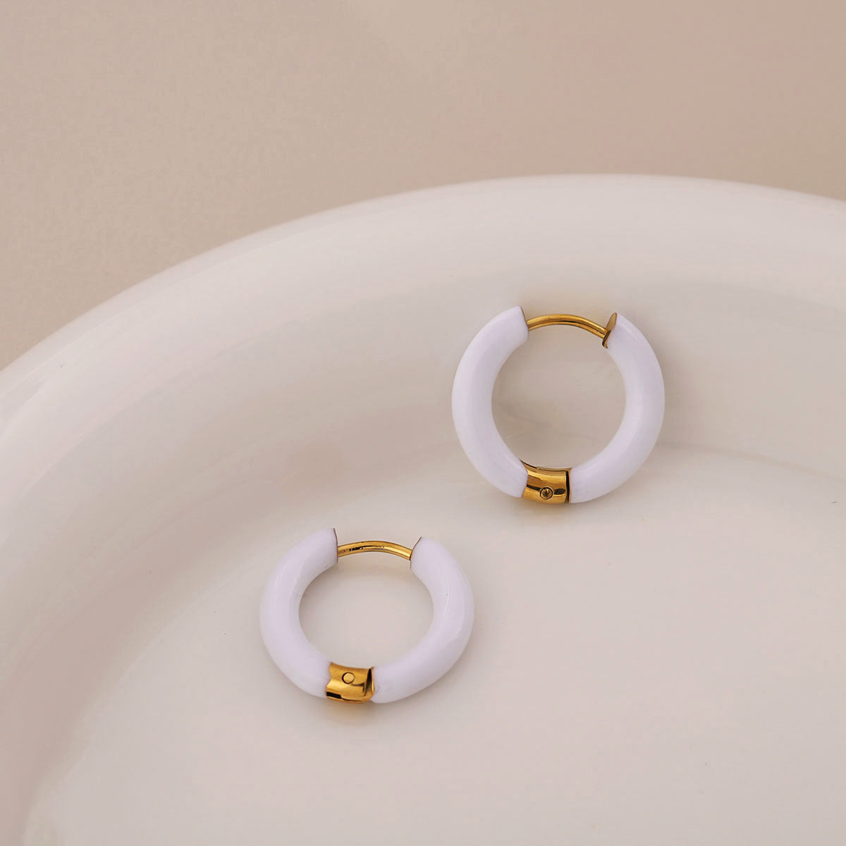 Minimalist Round Geometric Stainless Steel Oil Dripping Earrings