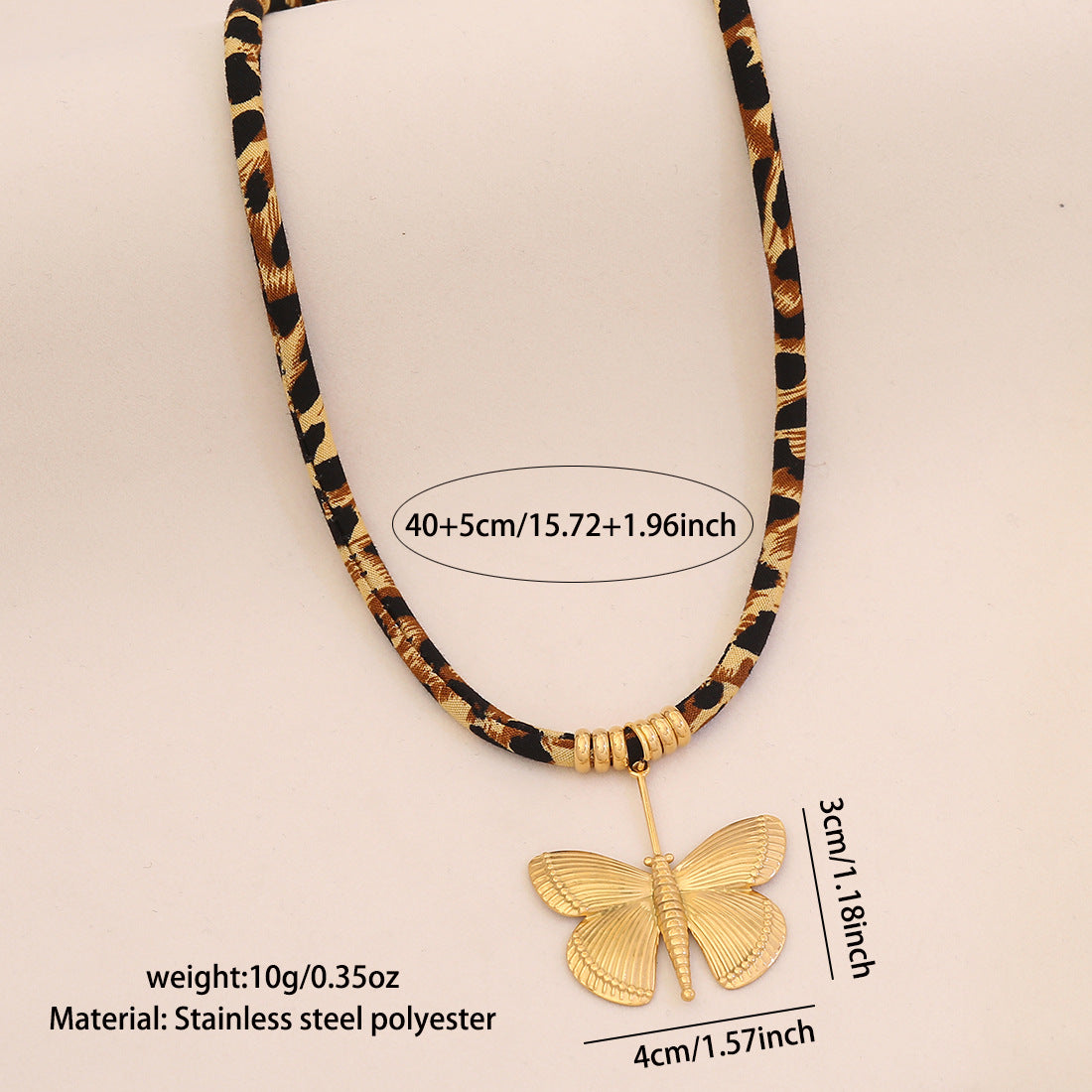 Leopard Braided Stainless Steel Necklace Love Sun Butterfly Pendant Necklace Exaggerated N1583