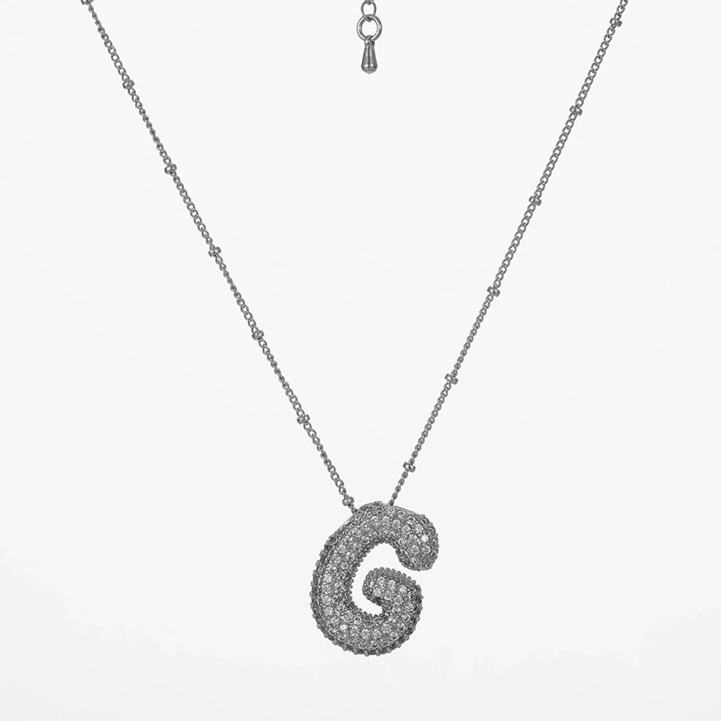 Copper Gold Plated Silver Plated IG Style Minimalist Plating Inlay Letter Zircon Pendant Necklace