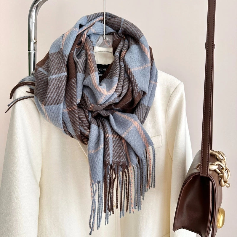 Women's Vintage Style Classic Style Lattice Imitation Cashmere Scarf