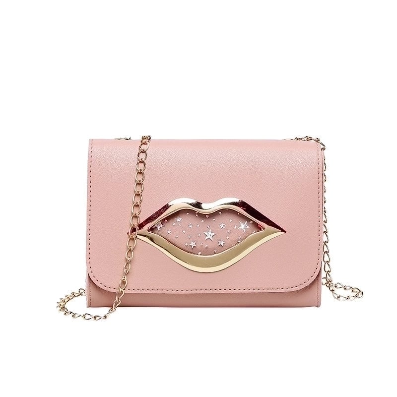 Women's Small Pu Leather Lips Streetwear Square Magnetic Buckle Shoulder Bag Crossbody Bag Chain Bag