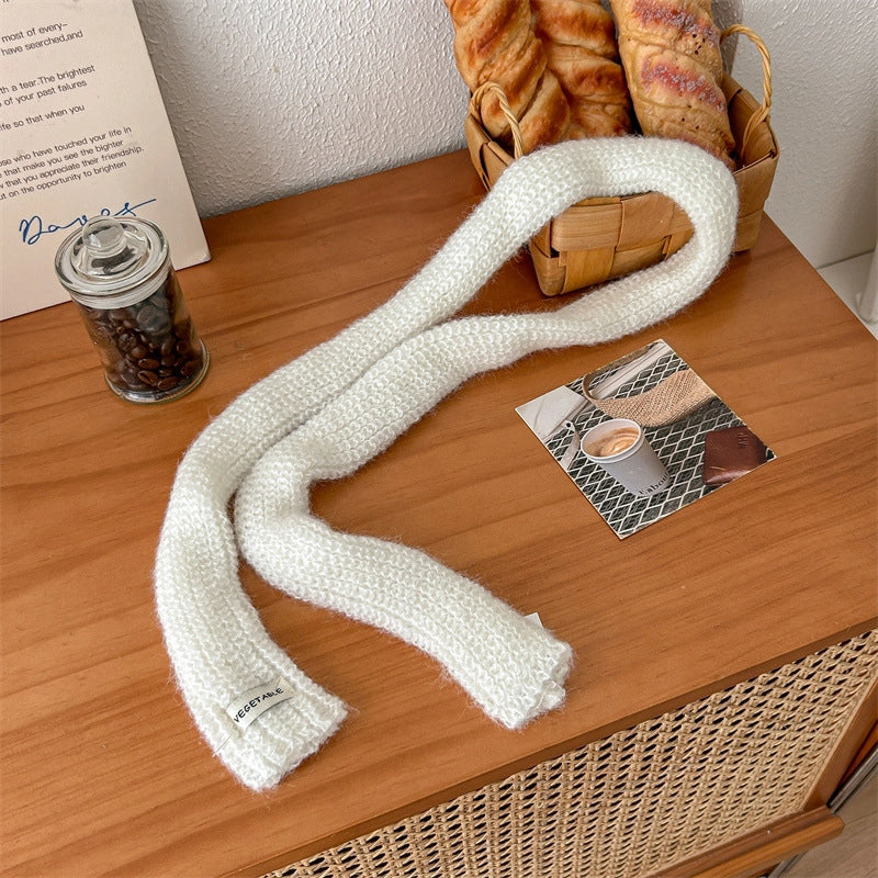 Women's Sweet Solid Color Polyester Knitted Scarf