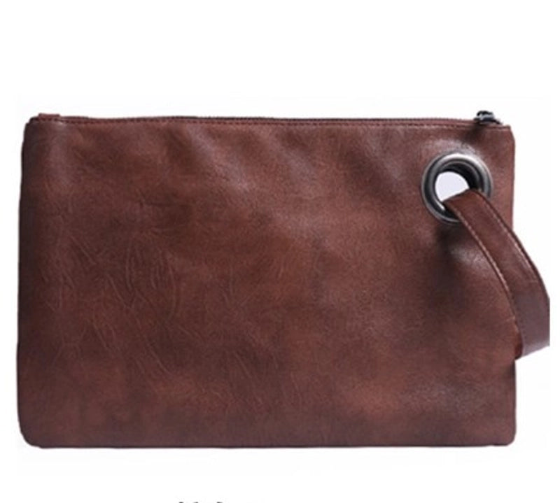 Women's Medium Autumn&winter Pu Leather Solid Color Basic Square Hook Loop Clutch Bag
