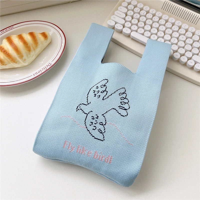 Women's Small Knit Animal Cartoon Cute Open Handbag