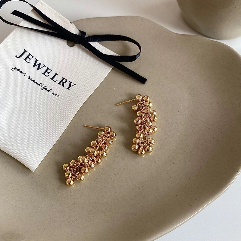 1 Pair Ig Style Minimalist Round Solid Color Plating Copper Drop Earrings